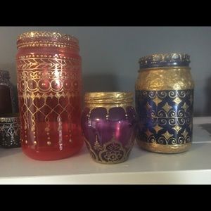 Sold Hand painted up cycled candle holders
